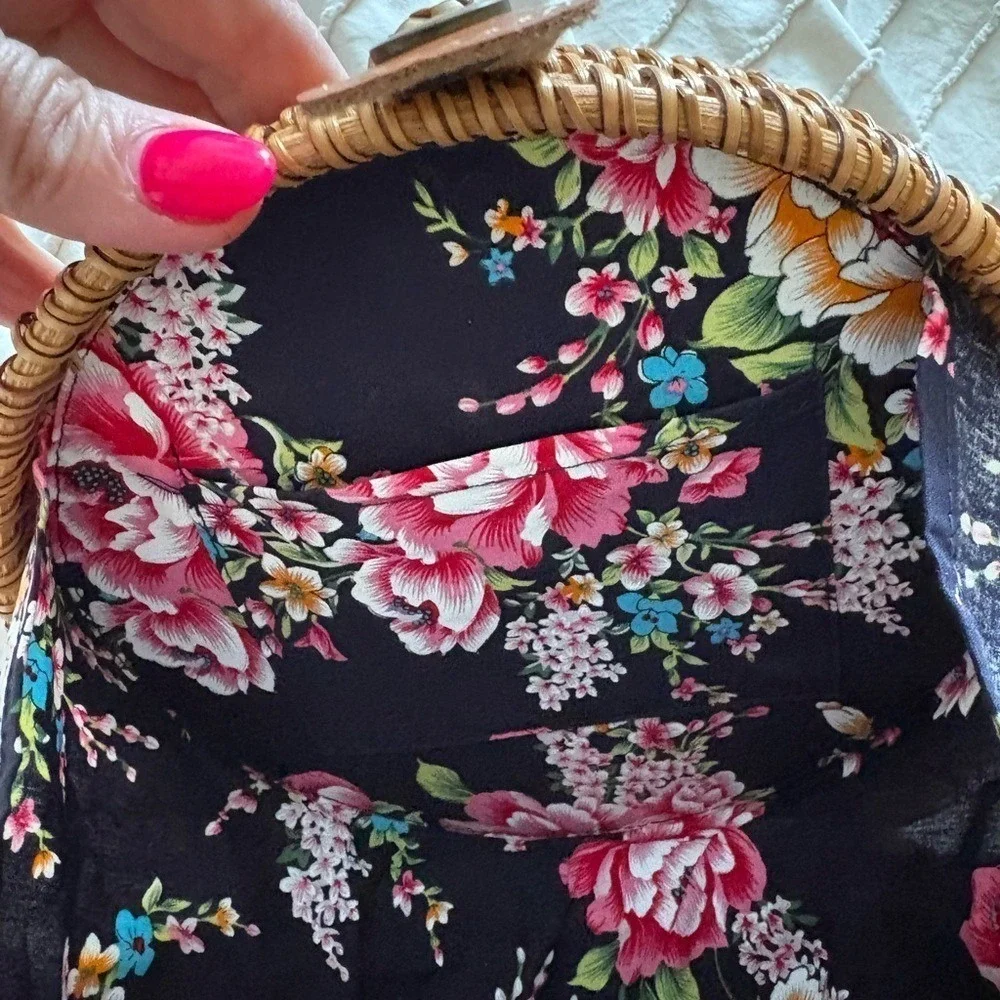Round Rattan Woven Crossbody Bag Boho Resort Vacation Purse